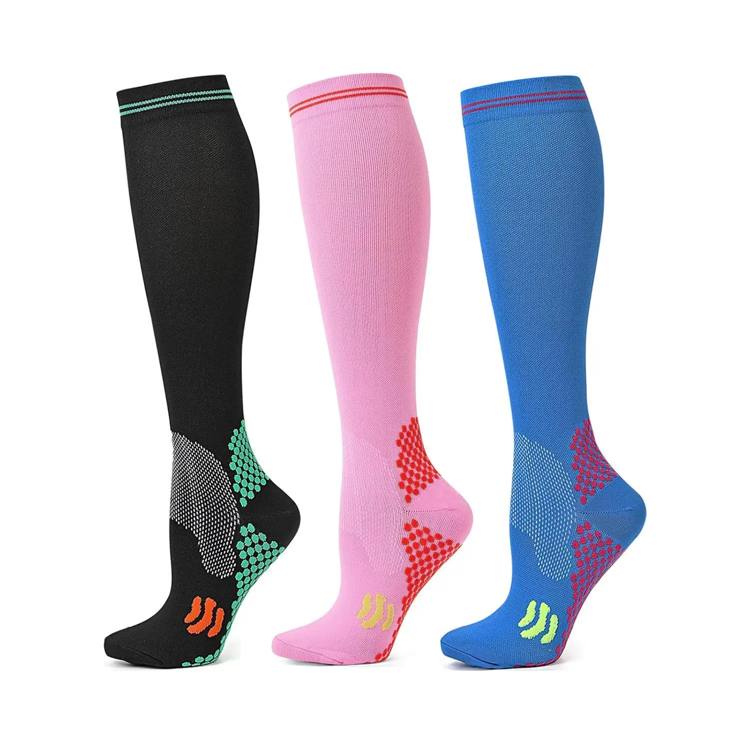 Knee High Sock Women - 3 Pairs Compression Socks Unisex 20-30mmHg