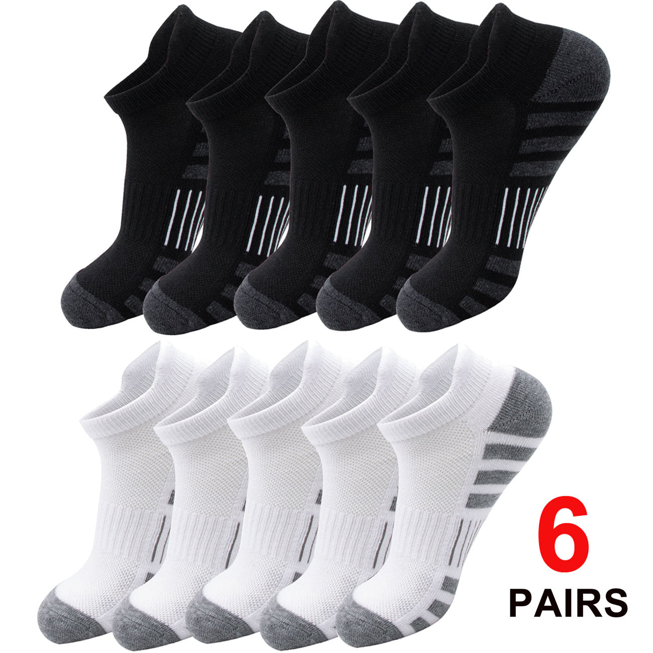 Ankle Sock Low Cut - 6/24 Pairs Cushioned Breathable Ankle Socks