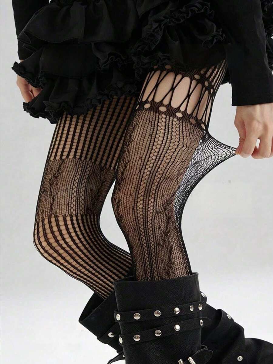 1pc Asymmetric Hollow Fishnet  - Fishnet Stocking Women 리뷰 및 가격