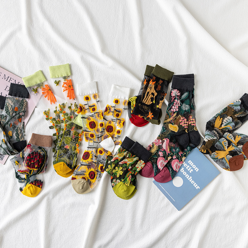 1/4 Pairs Retro Flower Women G - Silk Sock Bamboo 리뷰 및 가격