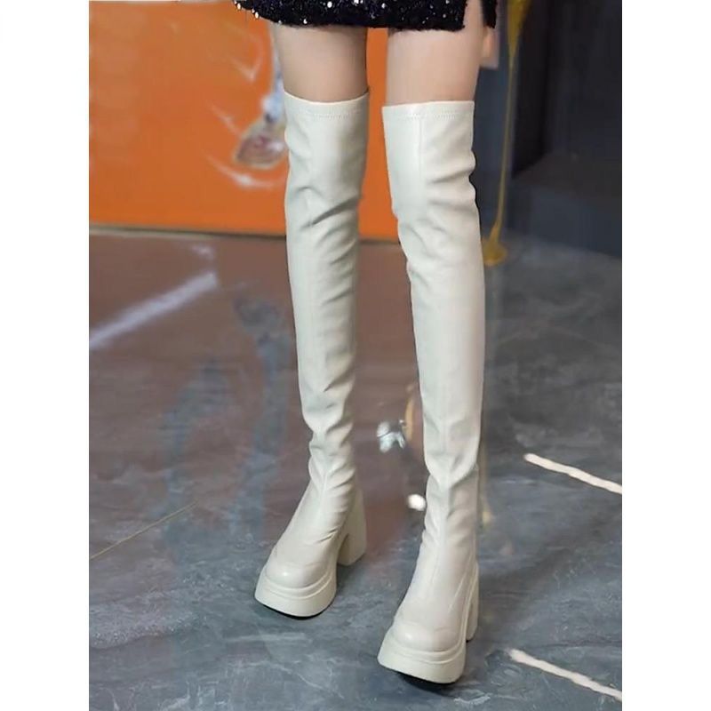 Round toe thick soled high-hee - Knee High Sock Women 리뷰 및 가격