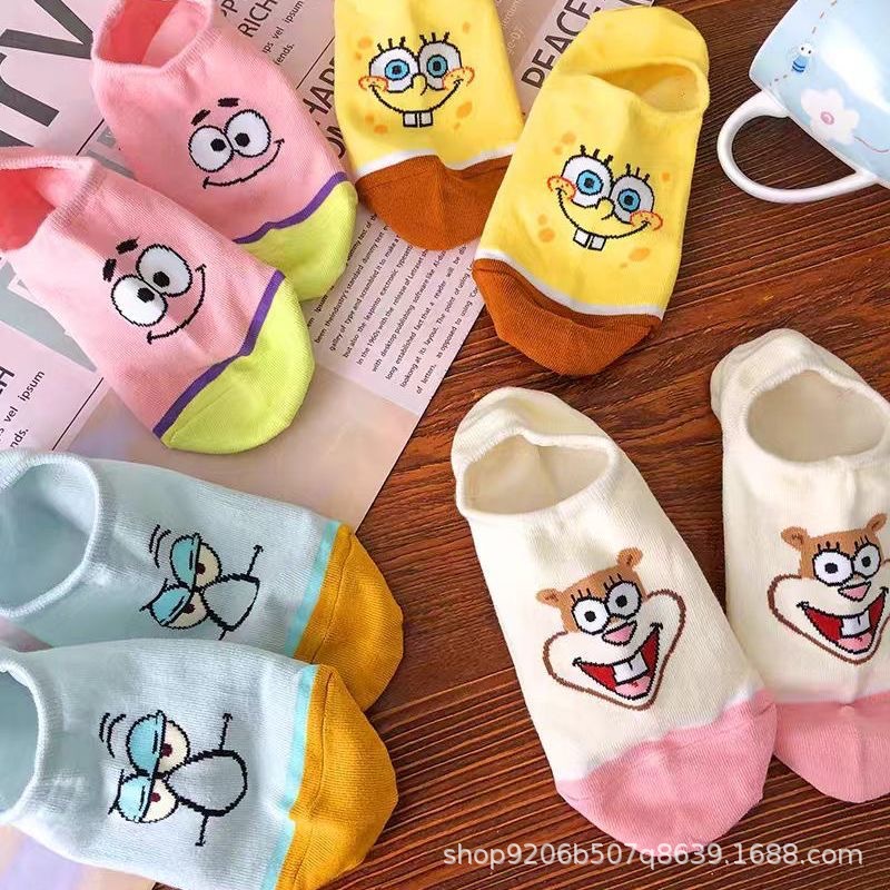 4PCS Hot Cute SpongeBob Square - Invisibility Sock Loafer 리뷰 및 가격