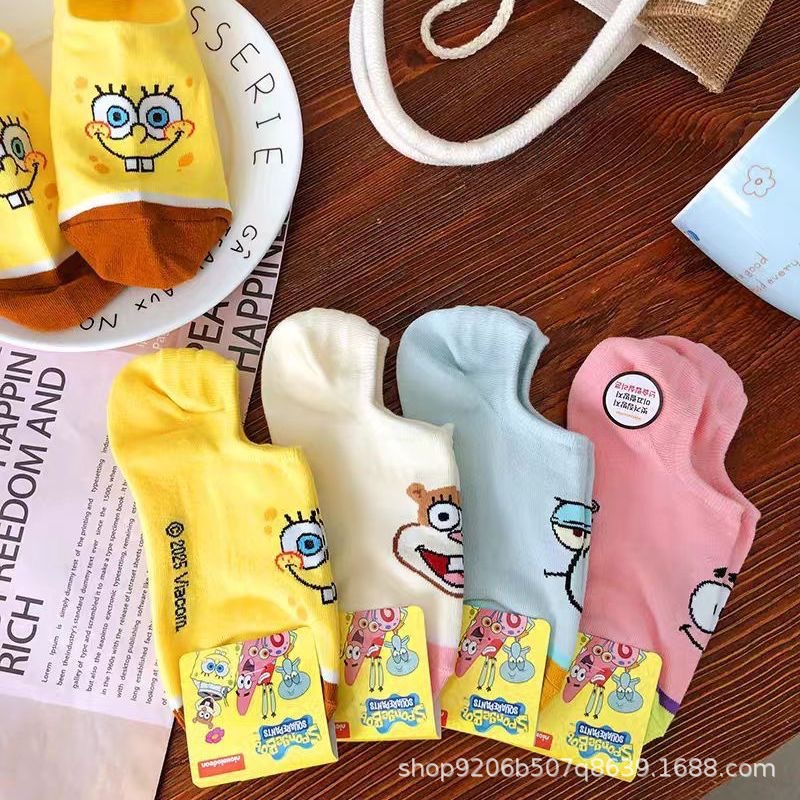 4PCS Hot Cute SpongeBob Square - Invisibility Sock Loafer 리뷰 및 가격