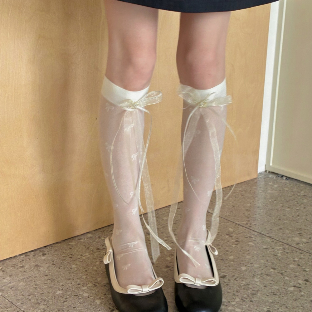 Sweet Bow Lace Sunscreen Calf  - Silk Sock Bamboo 리뷰 및 가격