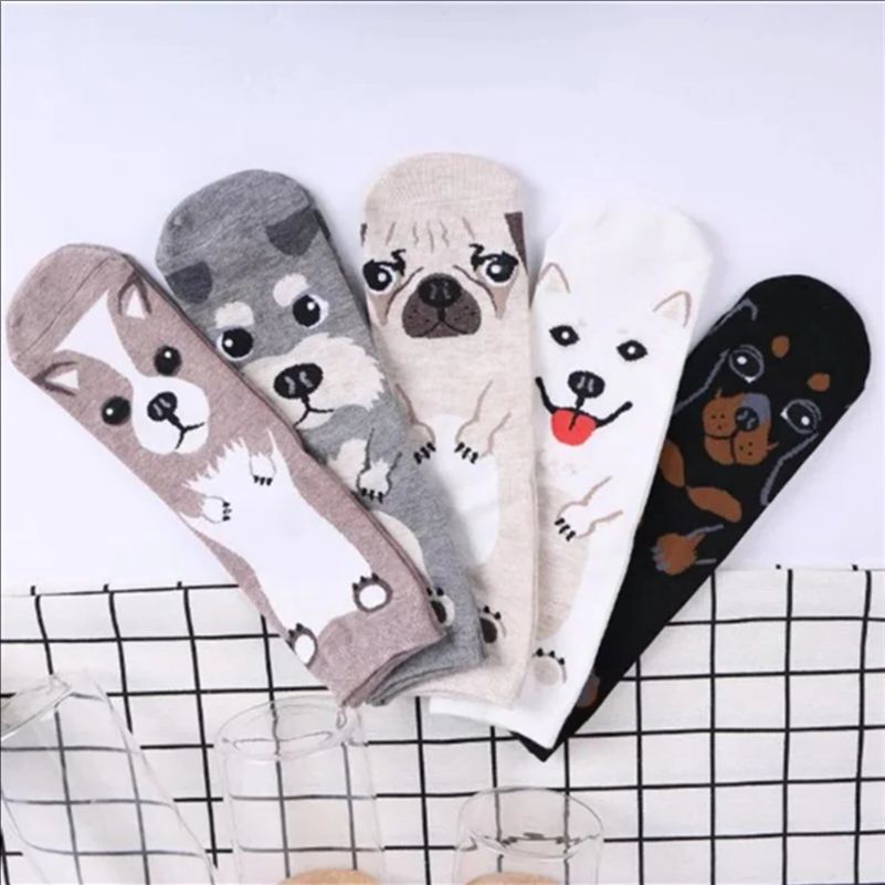 5 Pairs/pack Funny Cartoon Dog - Cotton Crew Sock Pack 리뷰 및 가격
