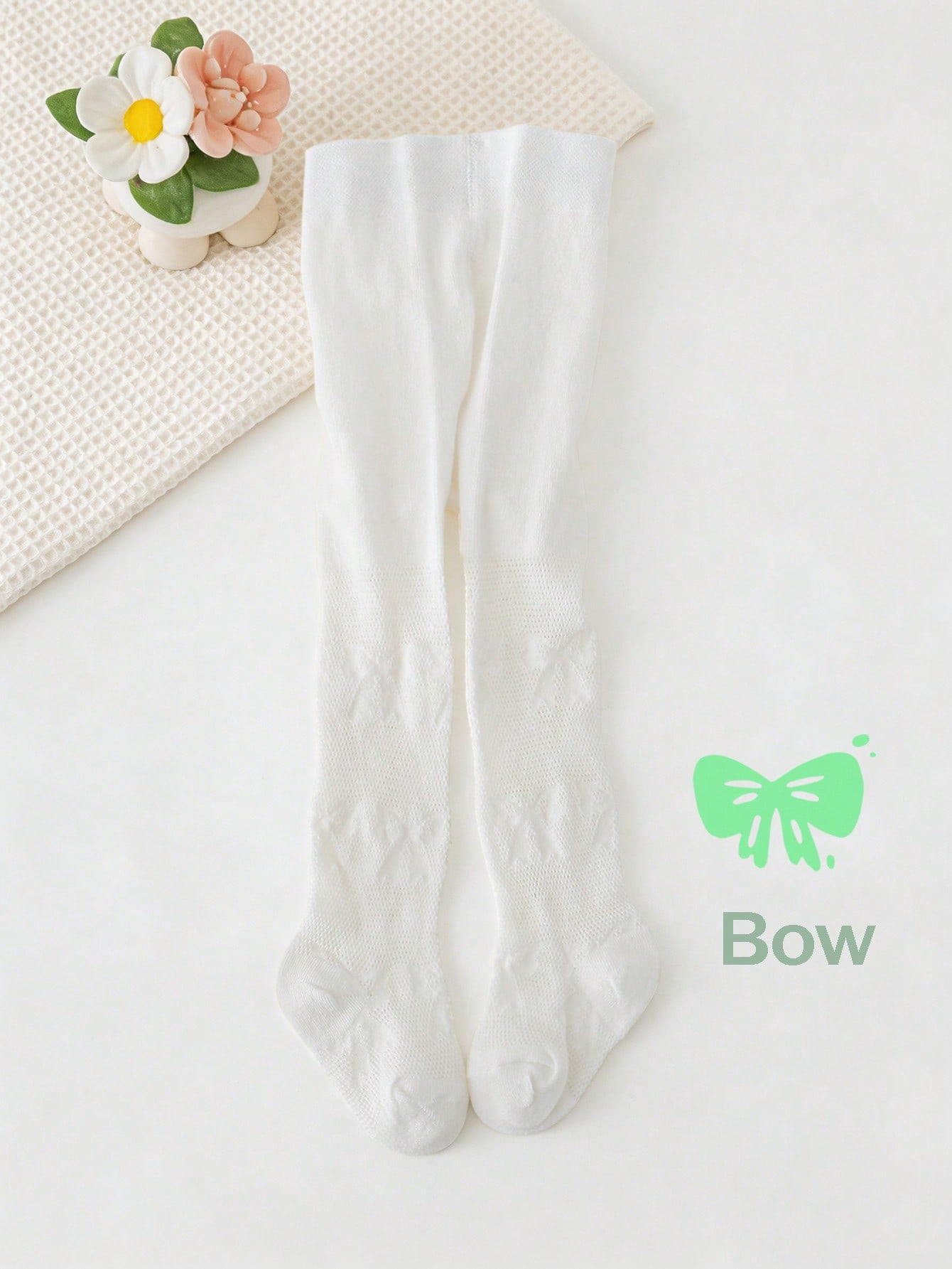 3/1 Pcs Girls White Bow Print  - Tights Pantyhose Sheer 리뷰 및 가격
