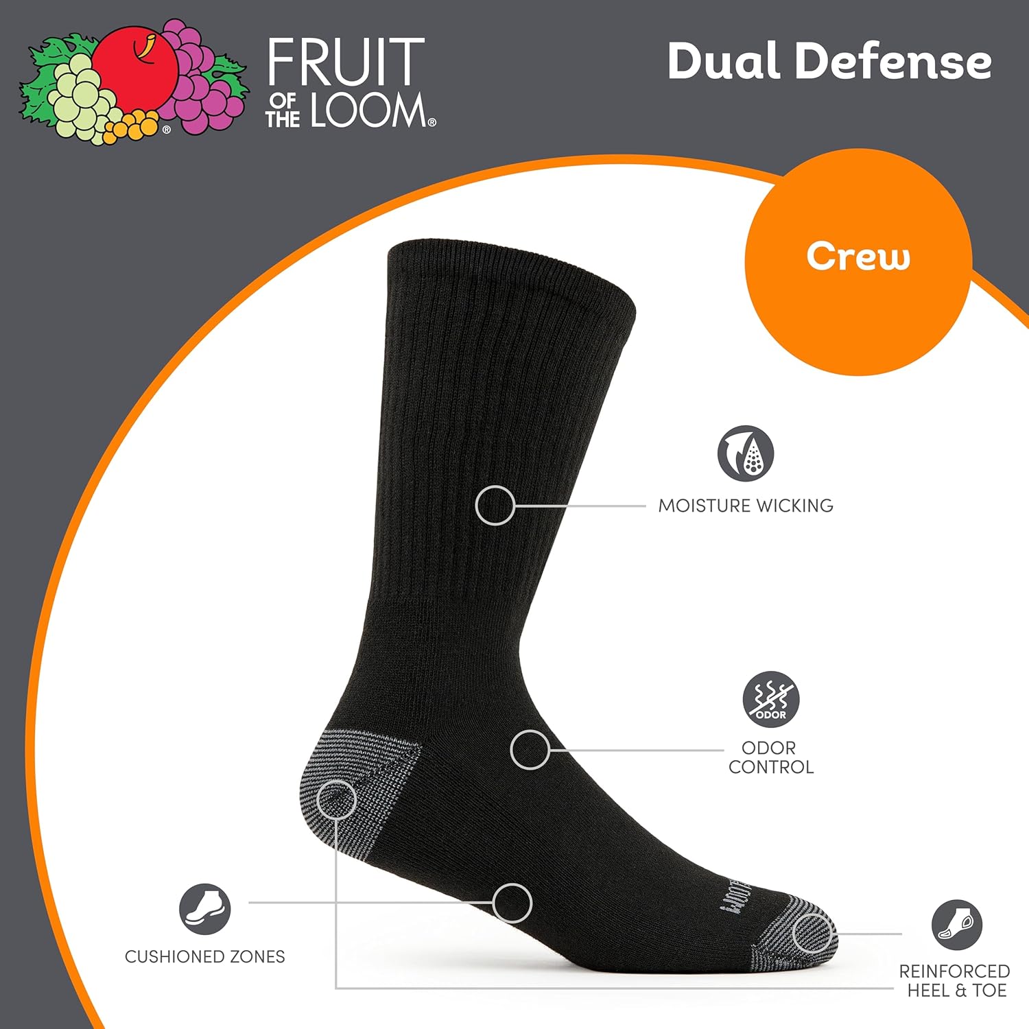Men's Dual Defense Crew Socks  - Cotton Crew Sock Pack 리뷰 및 가격