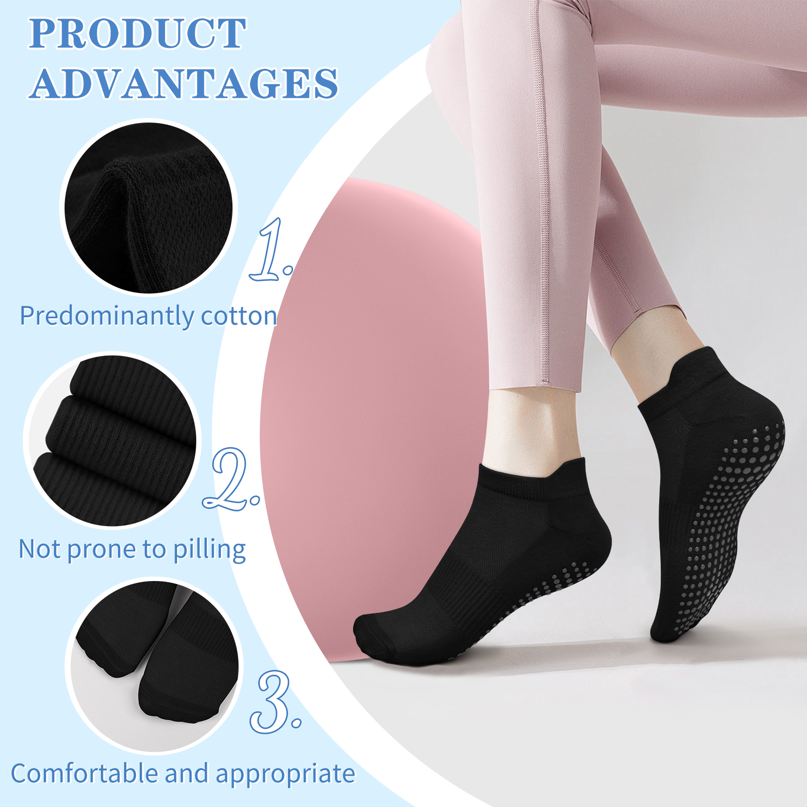 3 Pairs Yoga Socks Women Cotto - No Show Sock Women 리뷰 및 가격